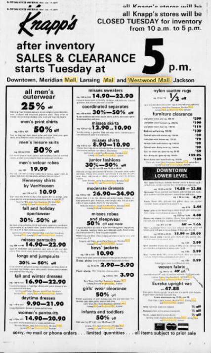 Westwood Mall - 1977 Ad For Knapps (newer photo)